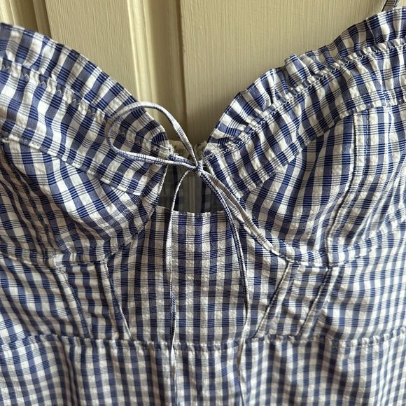 Urban Outfitters Blue & White Gingham Mini Dress Size L - Picture 2 of 10